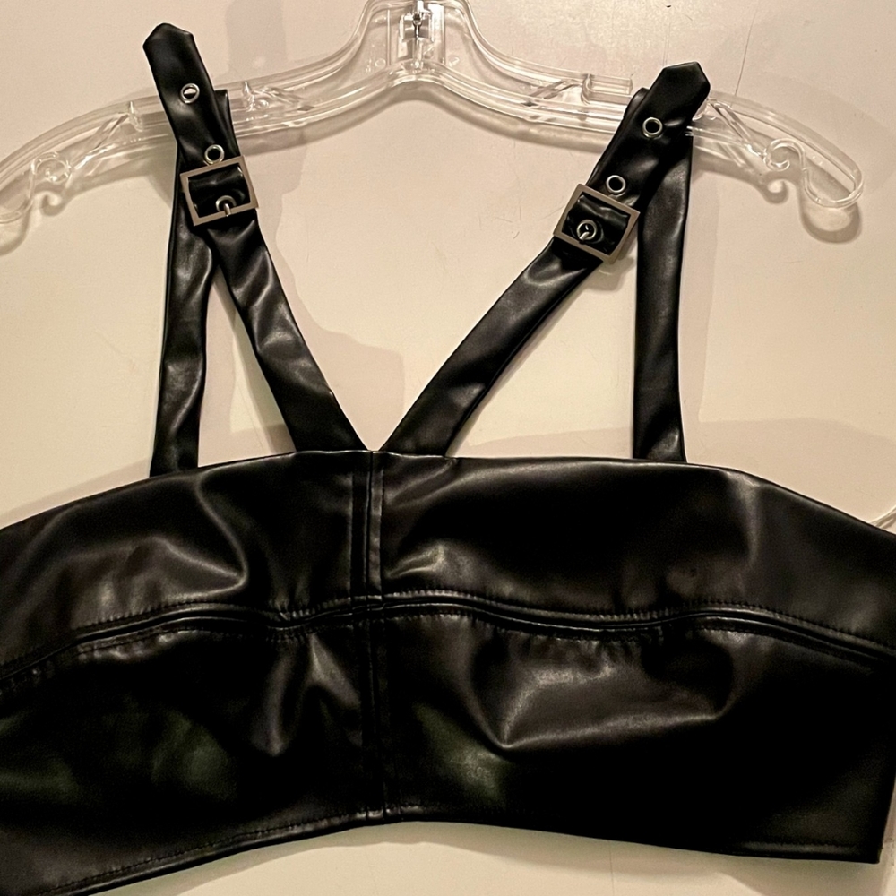 PU Leather Crop Top